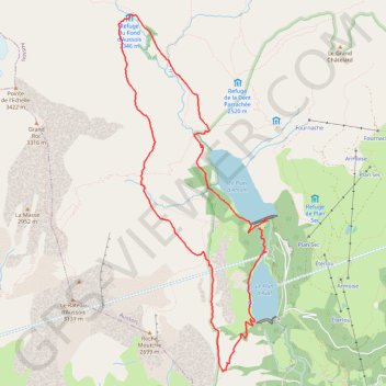 Itinéraire Col du Barbier, refuge du Fond d'Aussois, Pont de la Sétéria, distance, dénivelé, altitude, carte, profil, trace GPS