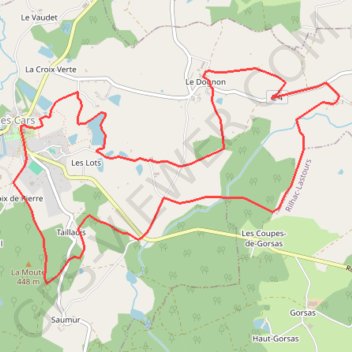 Itinéraire Circuit du dolmen de la Goupillère - Les Cars, distance, dénivelé, altitude, carte, profil, trace GPS