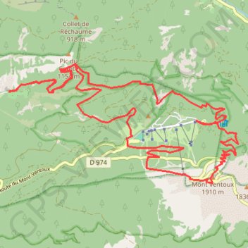 Itinéraire Côtes du Rhône - Ventoux - Le Plan - Col du Comte - Mont Serein - Le Contrat - Mont Ventoux - Bergerie de l'Avocat - Lou Roundeu, distance, dénivelé, altitude, carte, profil, trace GPS