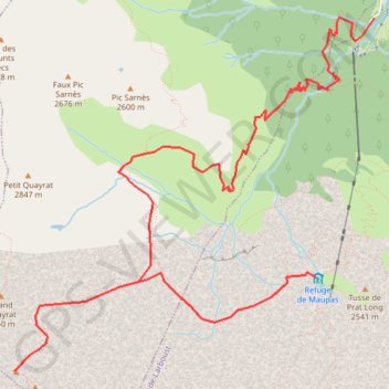 Itinéraire Pic Lézat depuis le cirque des Crabioules, distance, dénivelé, altitude, carte, profil, trace GPS