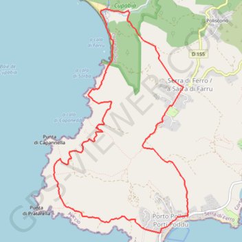 Itinéraire Tour de Capanella - Porto Pollo, distance, dénivelé, altitude, carte, profil, trace GPS