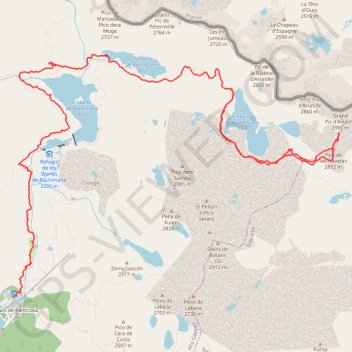 Itinéraire J1 Pico de las Neveras depuis Baños de Panticosa, distance, dénivelé, altitude, carte, profil, trace GPS