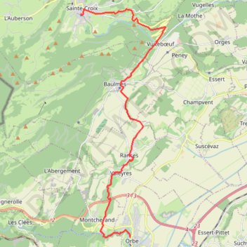 Itinéraire vfs02-da-st-croix-orbe, distance, dénivelé, altitude, carte, profil, trace GPS