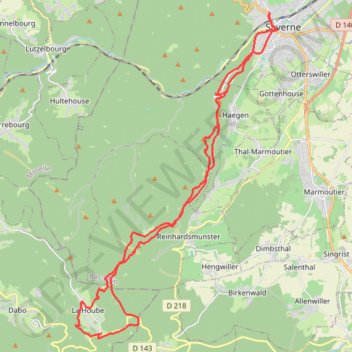 Itinéraire Saverne - La Hoube, distance, dénivelé, altitude, carte, profil, trace GPS