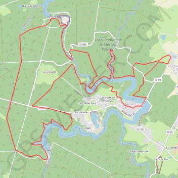 Itinéraire _mervent_23k, distance, dénivelé, altitude, carte, profil, trace GPS