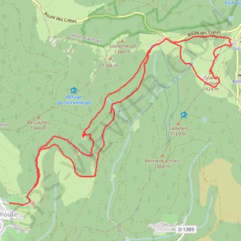 Itinéraire Ascension du grand Ballon depuis Geishouse, distance, dénivelé, altitude, carte, profil, trace GPS