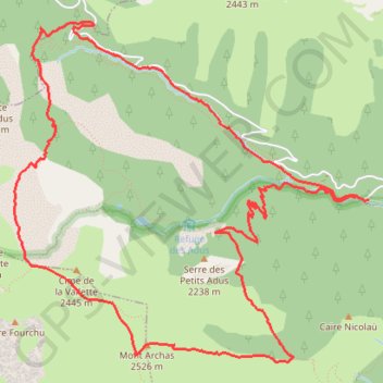Itinéraire Mont Archas par les cols de Salese et d'Adus, distance, dénivelé, altitude, carte, profil, trace GPS