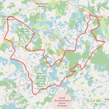 Itinéraire Le tour des étangs de la Brenne, distance, dénivelé, altitude, carte, profil, trace GPS