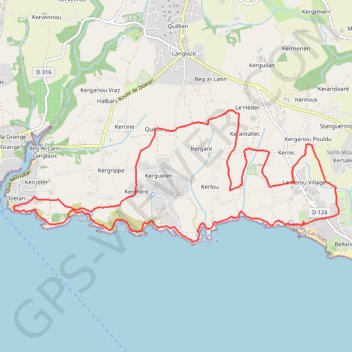 Itinéraire Sentier côtier, distance, dénivelé, altitude, carte, profil, trace GPS