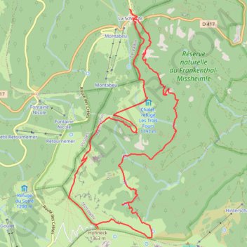 Itinéraire Le sentier des roches et la traversée du Frankenthal, distance, dénivelé, altitude, carte, profil, trace GPS