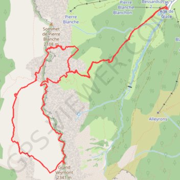 Itinéraire Pierre Blanche et Grand Veymont en boucle (Vercors), distance, dénivelé, altitude, carte, profil, trace GPS