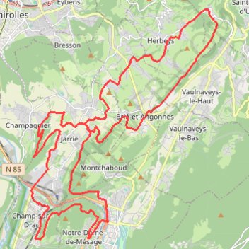 Itinéraire Rando Champ-sur-Drac, distance, dénivelé, altitude, carte, profil, trace GPS