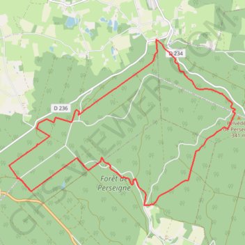 Itinéraire Perseigne 17,8km 530 D+, distance, dénivelé, altitude, carte, profil, trace GPS