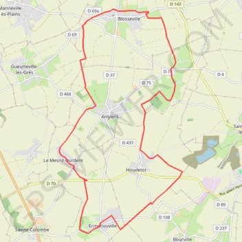 Itinéraire Les Chevaliers - Le Mesnil-Durdent, distance, dénivelé, altitude, carte, profil, trace GPS