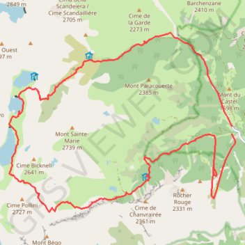 Itinéraire Tour du Mont Sainte-Marie, distance, dénivelé, altitude, carte, profil, trace GPS