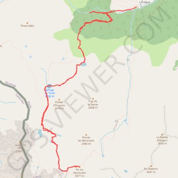 Itinéraire Le Montcalm, distance, dénivelé, altitude, carte, profil, trace GPS