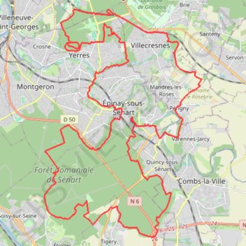 Itinéraire Rando de Villecresnes, distance, dénivelé, altitude, carte, profil, trace GPS