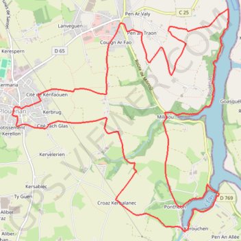 Itinéraire Interclub long Plouenan 2024 def-20181755, distance, dénivelé, altitude, carte, profil, trace GPS