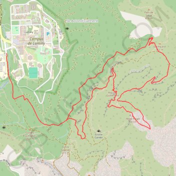 Itinéraire La Croix du Puget depuis Luminy, distance, dénivelé, altitude, carte, profil, trace GPS