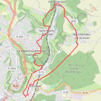 Itinéraire Darnétal Façon Freneuse, distance, dénivelé, altitude, carte, profil, trace GPS