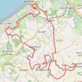 Itinéraire Balade en Pays d'Auge, distance, dénivelé, altitude, carte, profil, trace GPS
