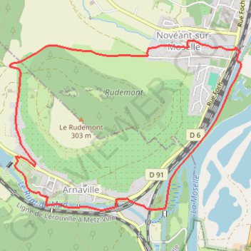 Itinéraire Novéant_Arnaville, distance, dénivelé, altitude, carte, profil, trace GPS