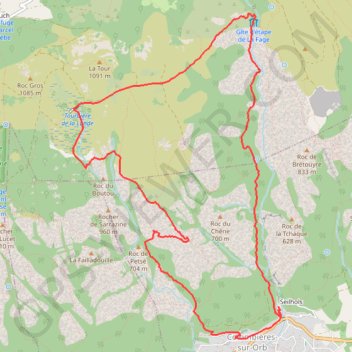 Itinéraire Colombieres - Vire de la Roque Rouge, distance, dénivelé, altitude, carte, profil, trace GPS