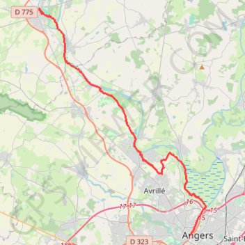 Itinéraire Voie des Plantagenêts Le-Lion-d'Angers - Angers, distance, dénivelé, altitude, carte, profil, trace GPS
