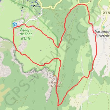 Itinéraire Font d'Urle - Vassieux-en-Vercors, distance, dénivelé, altitude, carte, profil, trace GPS