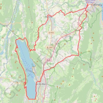 Itinéraire Tour du Lac du Bourget depuis Annecy, distance, dénivelé, altitude, carte, profil, trace GPS