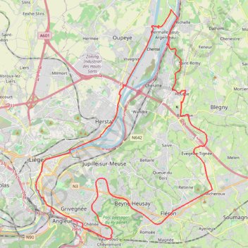 Itinéraire Angleur, Chertal, Fléron, distance, dénivelé, altitude, carte, profil, trace GPS