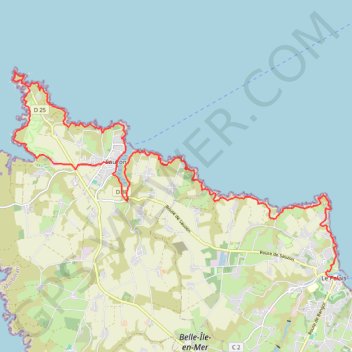 Itinéraire Belle-ile-en-Mer-J1, distance, dénivelé, altitude, carte, profil, trace GPS