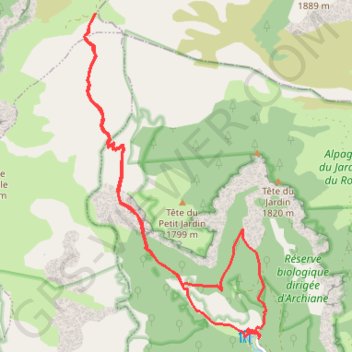 Itinéraire Le cirque d'Archiane, distance, dénivelé, altitude, carte, profil, trace GPS