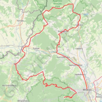 Itinéraire Miskolc - Bükkszentkereszt, distance, dénivelé, altitude, carte, profil, trace GPS