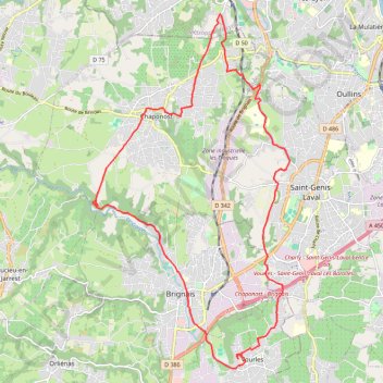 Itinéraire Aqueducs Chaponost, distance, dénivelé, altitude, carte, profil, trace GPS