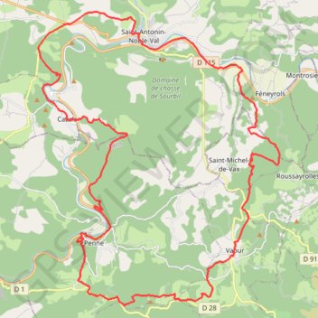 Itinéraire Circuit des Gorges de l'Aveyron et des Causses - Penne, distance, dénivelé, altitude, carte, profil, trace GPS
