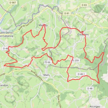 Itinéraire Maizilly - Téléthon - Grand parcours, distance, dénivelé, altitude, carte, profil, trace GPS