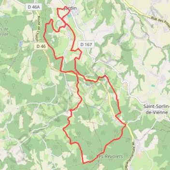 Itinéraire Au sud de Jardin (Isère), distance, dénivelé, altitude, carte, profil, trace GPS