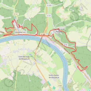 Itinéraire Sortie Caudebec–en-Caux, distance, dénivelé, altitude, carte, profil, trace GPS