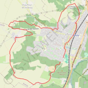 Itinéraire Marche nordique autour d'Etréchy, distance, dénivelé, altitude, carte, profil, trace GPS
