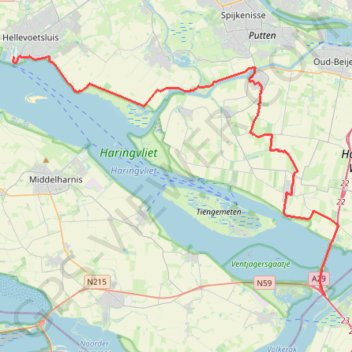 Itinéraire Rott-Rott_Tag 2_ Willemstad-Hellevoetsluis on GPSies.com, distance, dénivelé, altitude, carte, profil, trace GPS