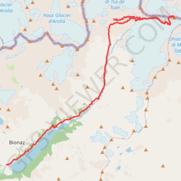 Itinéraire Dent d'Herens (non perso), distance, dénivelé, altitude, carte, profil, trace GPS