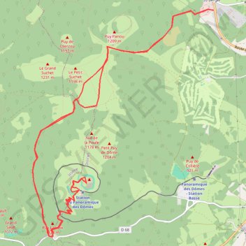 Itinéraire Montée du puy de dôme - Départ la fontaine du Berger, distance, dénivelé, altitude, carte, profil, trace GPS