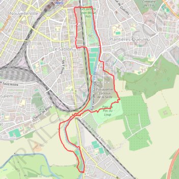 Itinéraire Metz, Sablon_Magny_Pas-du-Loup, distance, dénivelé, altitude, carte, profil, trace GPS