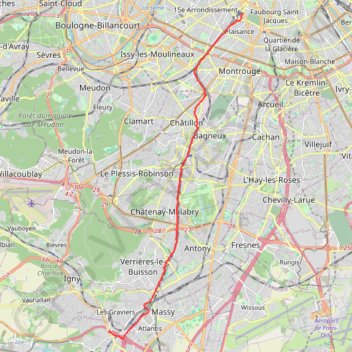 Itinéraire Coulée Verte du Sud Parisien, distance, dénivelé, altitude, carte, profil, trace GPS