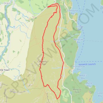 Itinéraire Catbells dans les Cumbria UK, distance, dénivelé, altitude, carte, profil, trace GPS