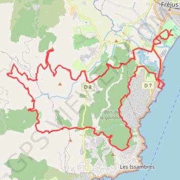 Itinéraire Roc d'Azur, distance, dénivelé, altitude, carte, profil, trace GPS