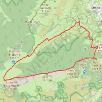 Itinéraire Crête du Pibeste, distance, dénivelé, altitude, carte, profil, trace GPS
