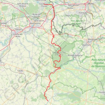 Itinéraire Condé-sur-l'Escaut - Hannapes, distance, dénivelé, altitude, carte, profil, trace GPS