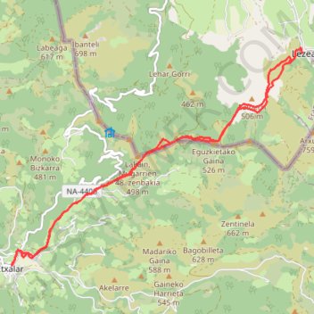 Itinéraire Sare - Etchalar, distance, dénivelé, altitude, carte, profil, trace GPS